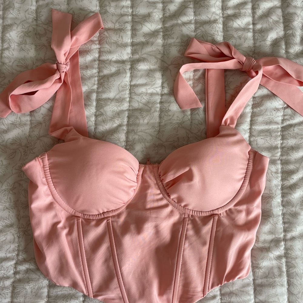 Pink Bow-Tie Bustier Top